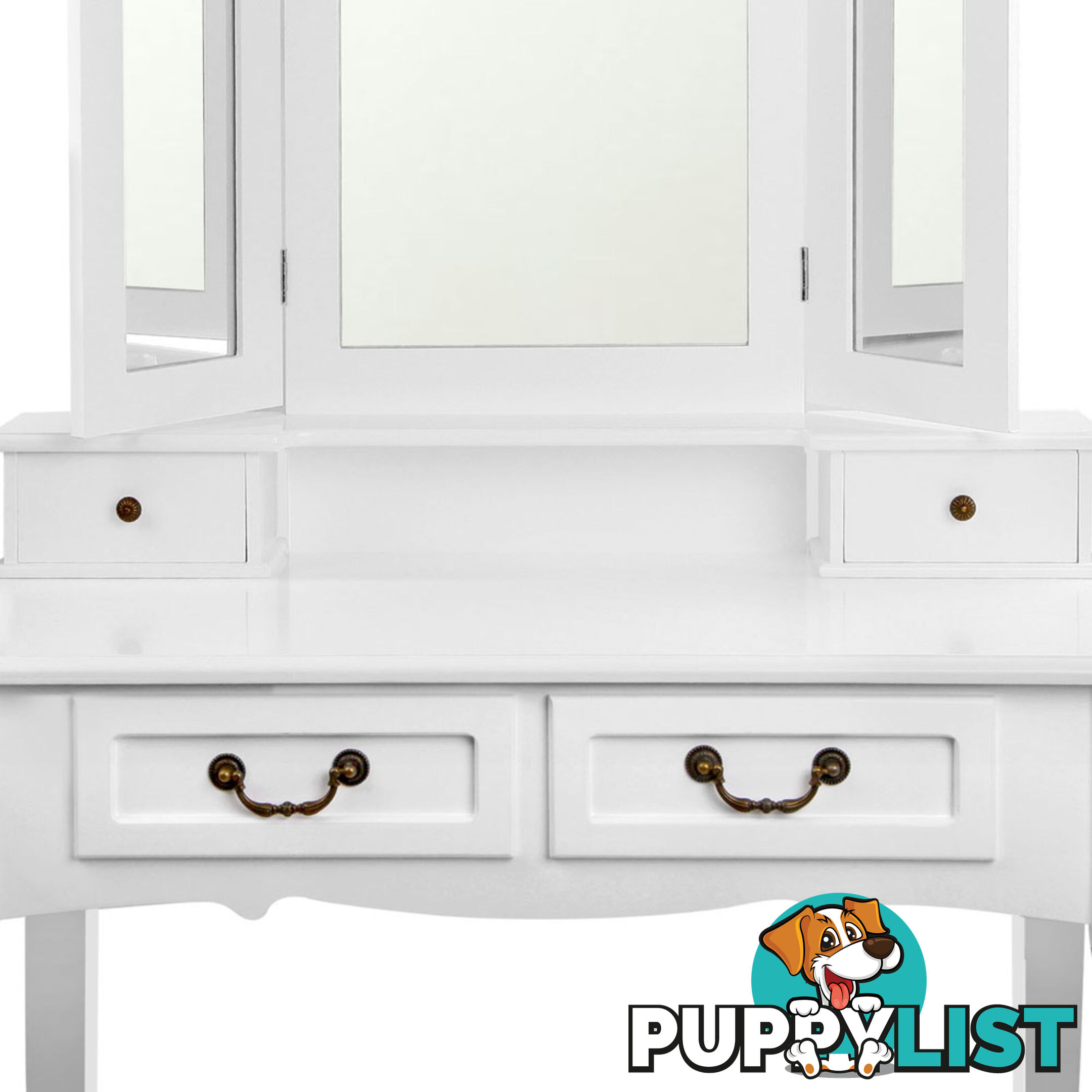 4 Drawer Dressing Table w/ Mirror White