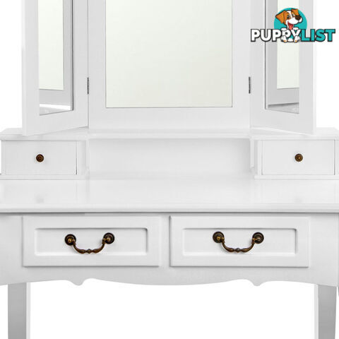 4 Drawer Dressing Table w/ Mirror White