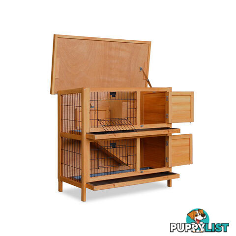 Double Storey Rabbit Hutch with Foldable Ramp