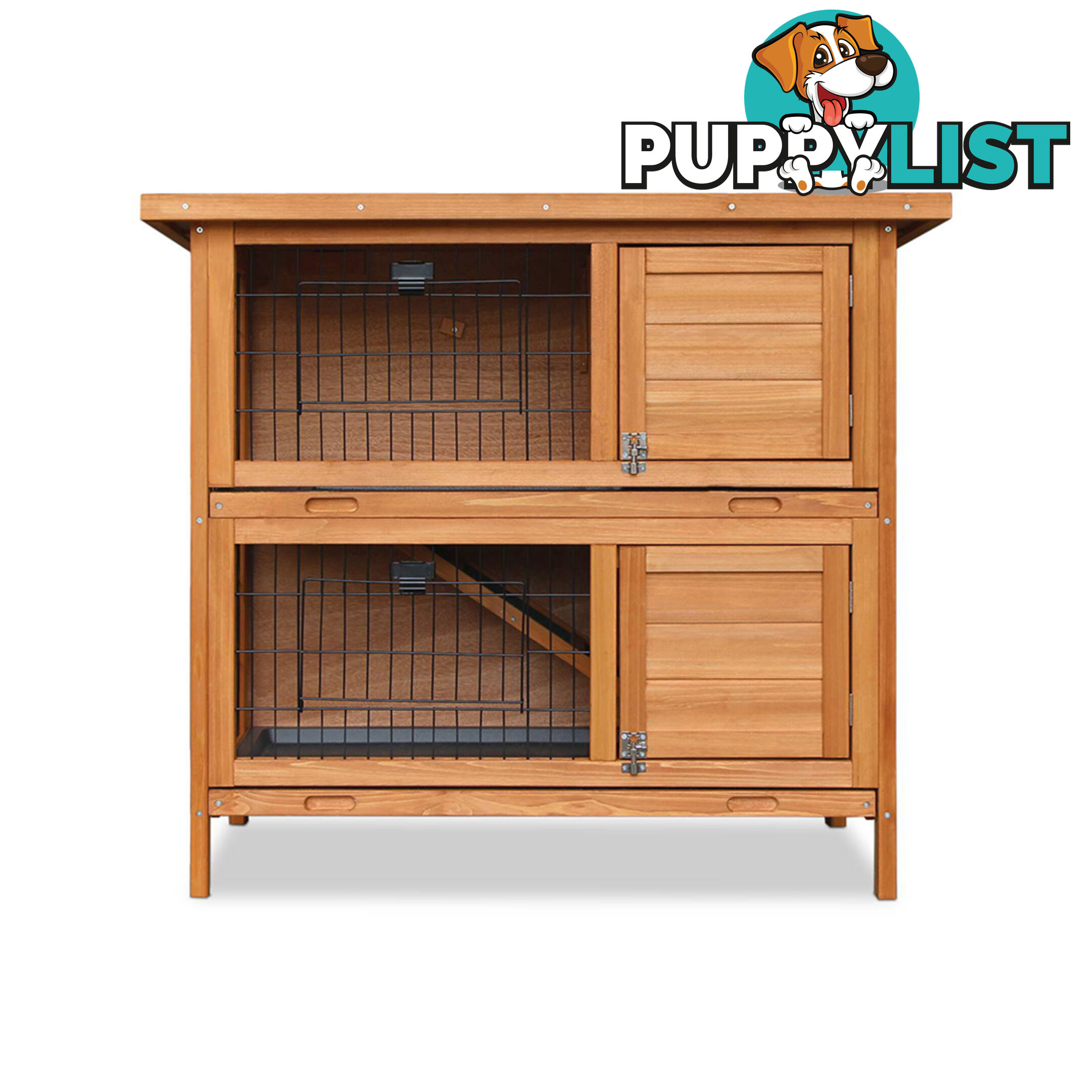 Double Storey Rabbit Hutch with Foldable Ramp