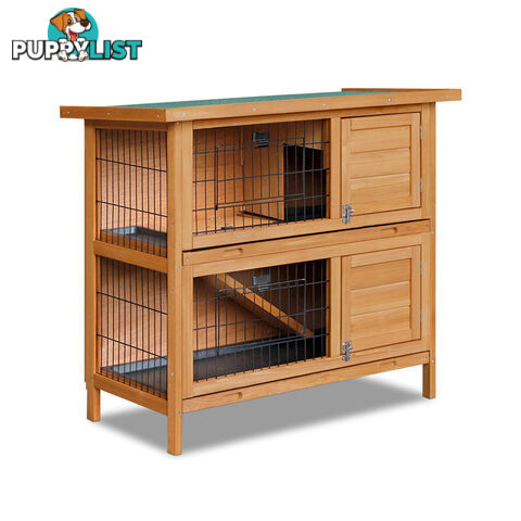 Double Storey Rabbit Hutch with Foldable Ramp