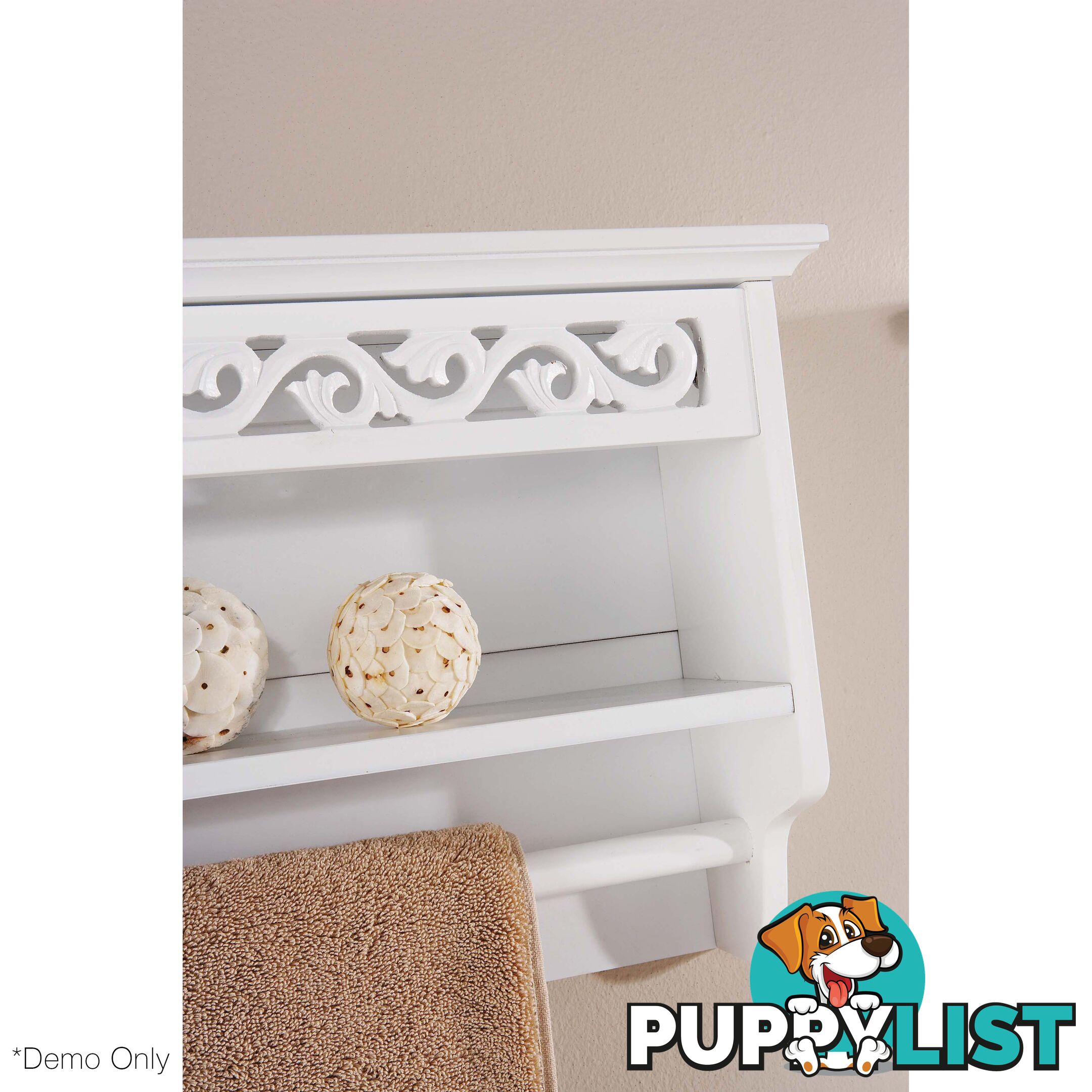 Lure Towel Rail with Shelf in WHITE