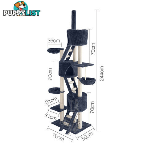 Cat Scratching Poles Post Furniture Tree 244cm Dark Grey