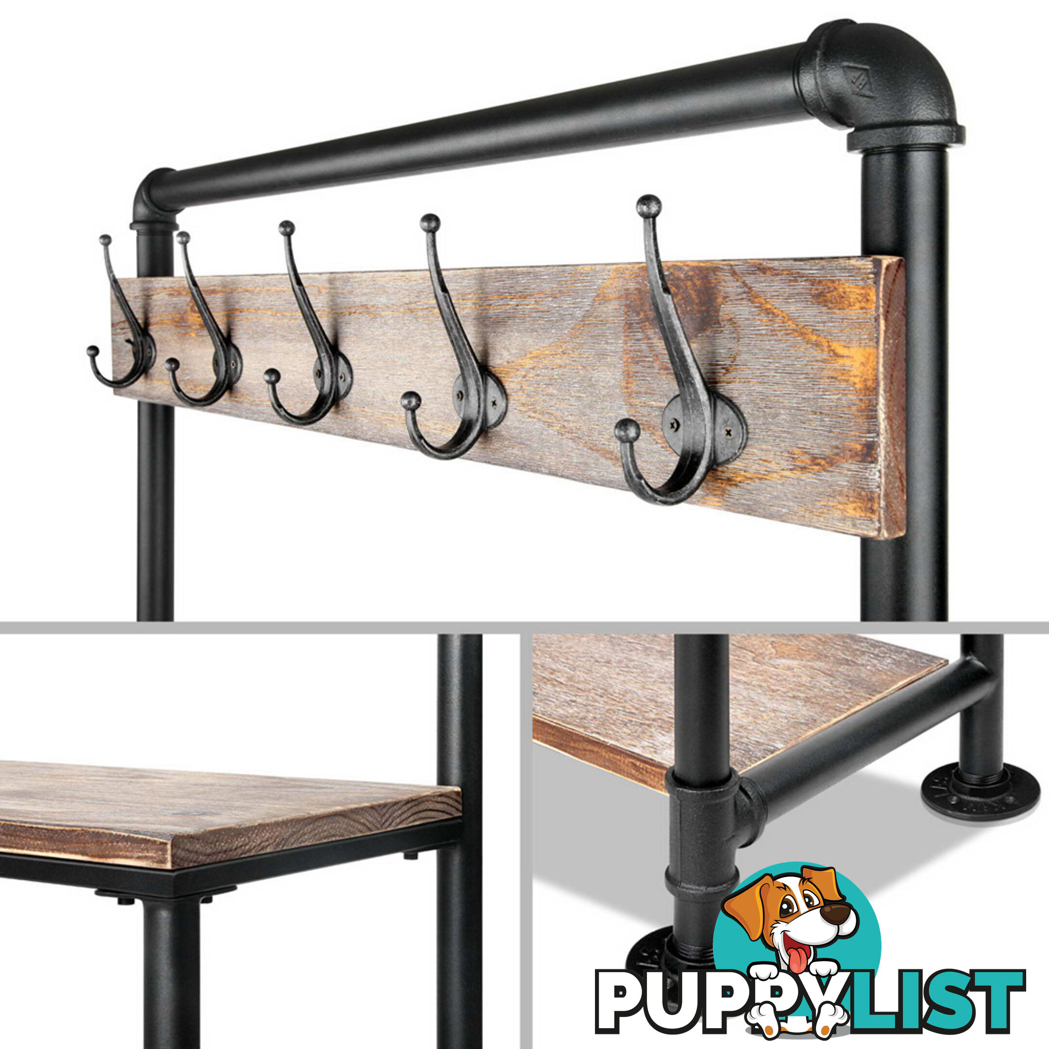 Pipe Shoe Rack & Coat Hanger Hallway Entry Shelf