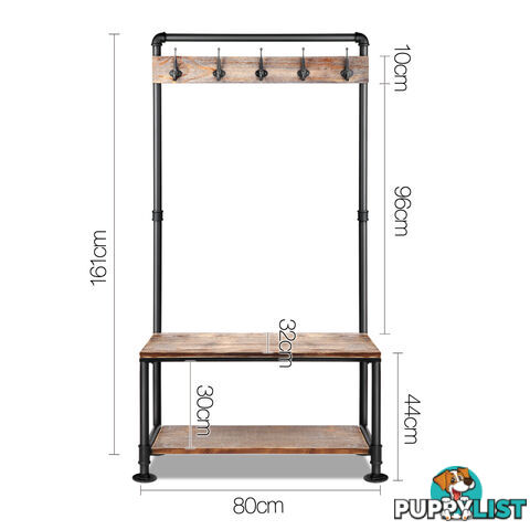 Pipe Shoe Rack & Coat Hanger Hallway Entry Shelf