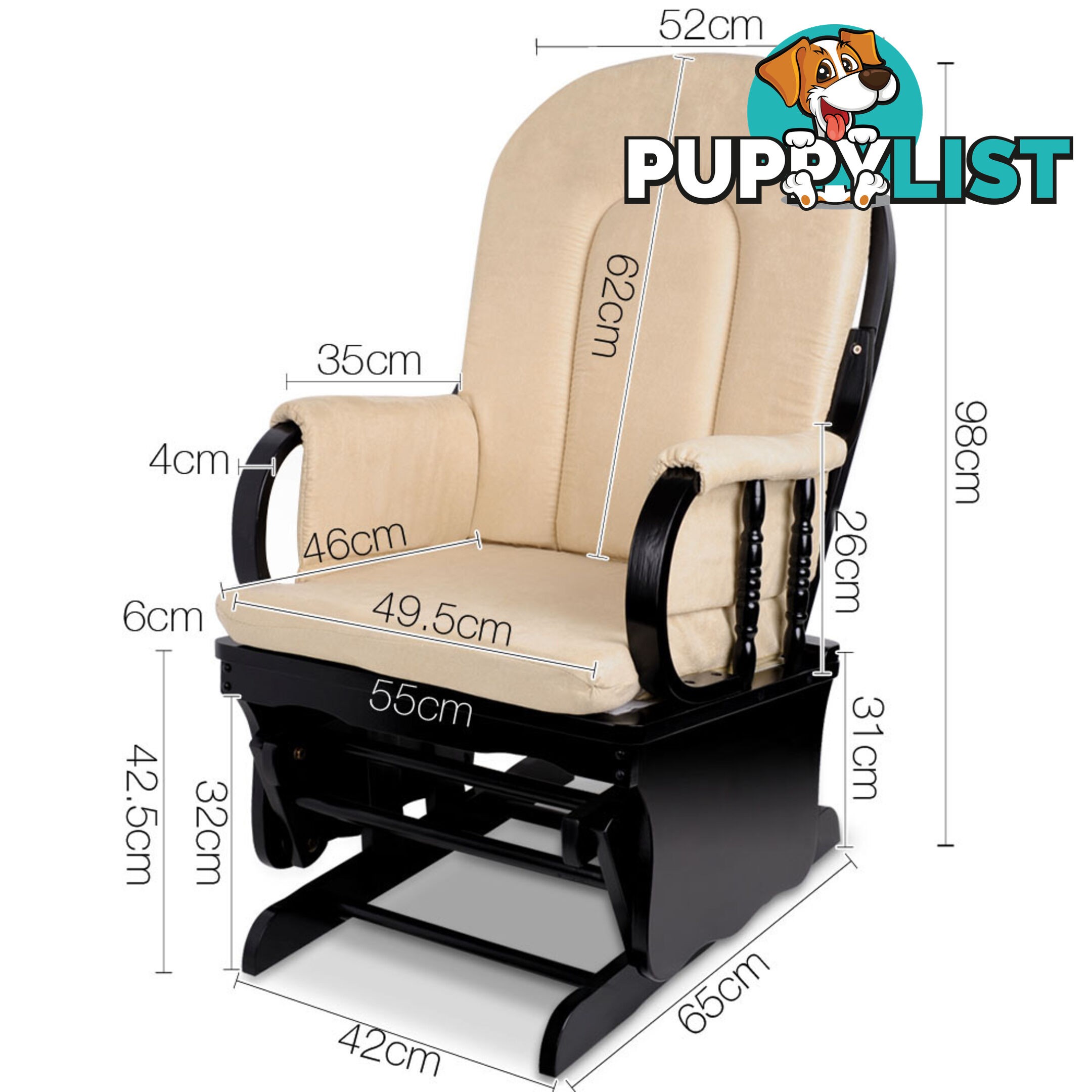 Baby Breast Feeding Sliding Glider Chair w/ Ottoman Beige