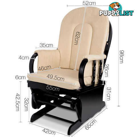 Baby Breast Feeding Sliding Glider Chair w/ Ottoman Beige