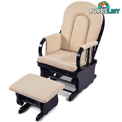 Baby Breast Feeding Sliding Glider Chair w/ Ottoman Beige