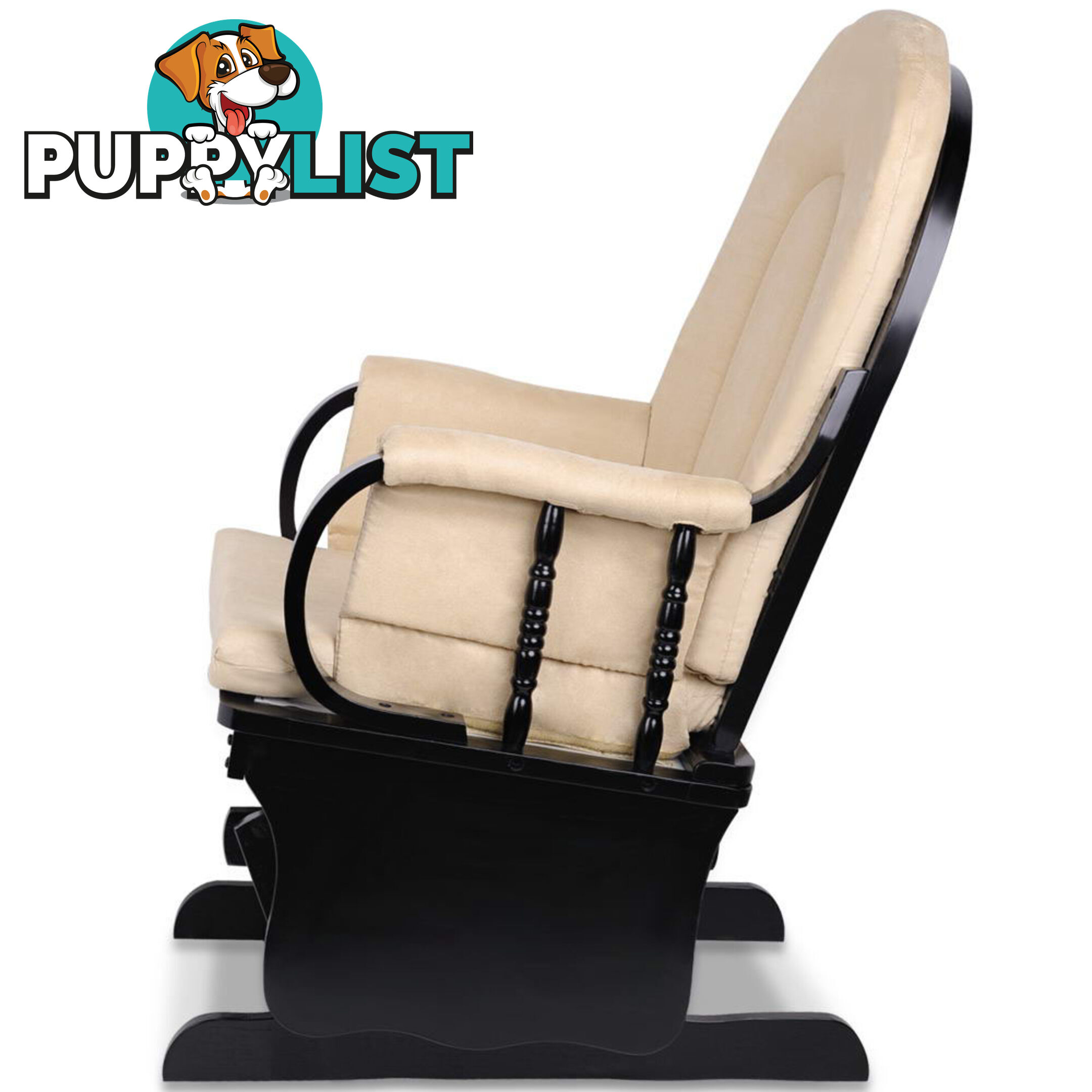 Baby Breast Feeding Sliding Glider Chair w/ Ottoman Beige