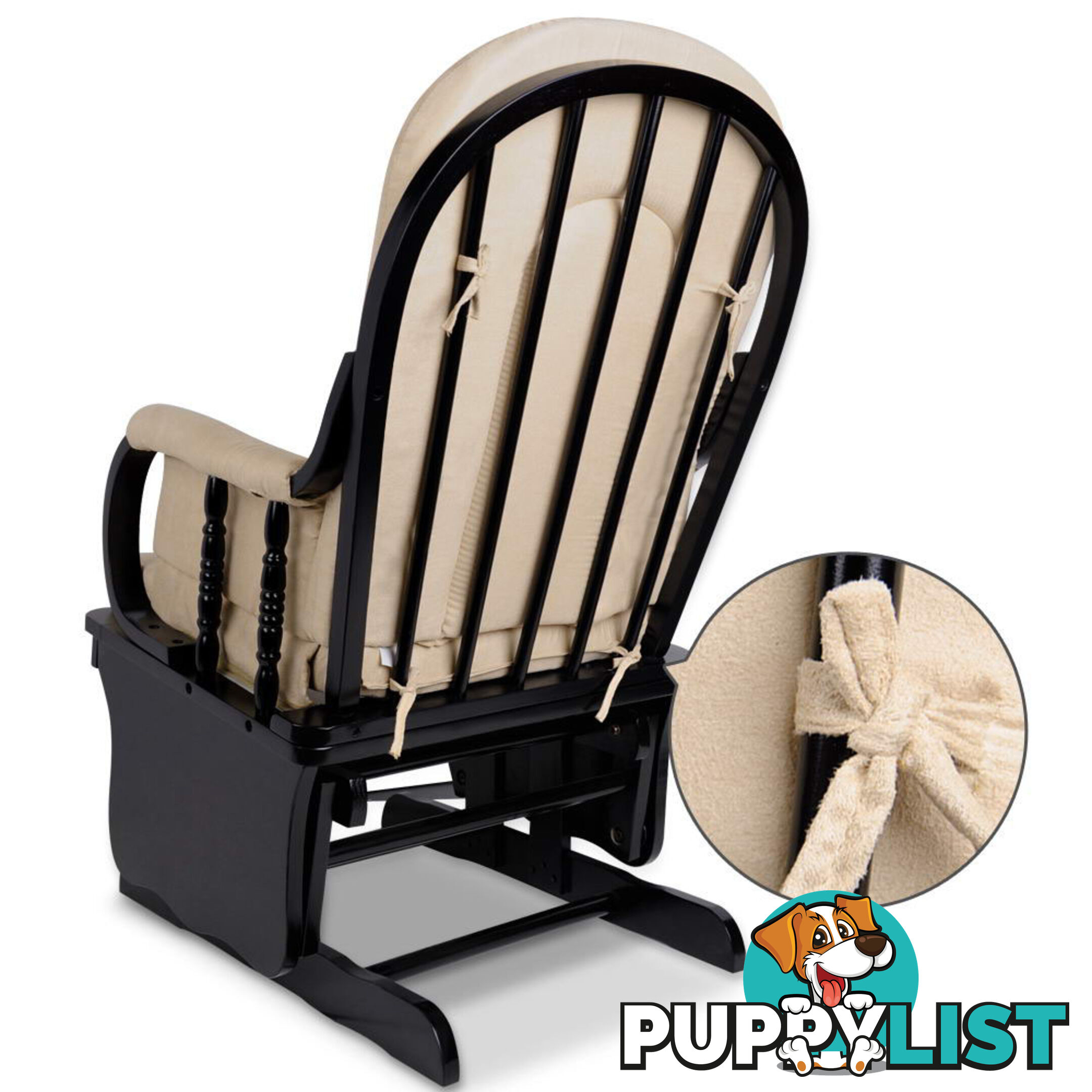 Baby Breast Feeding Sliding Glider Chair w/ Ottoman Beige