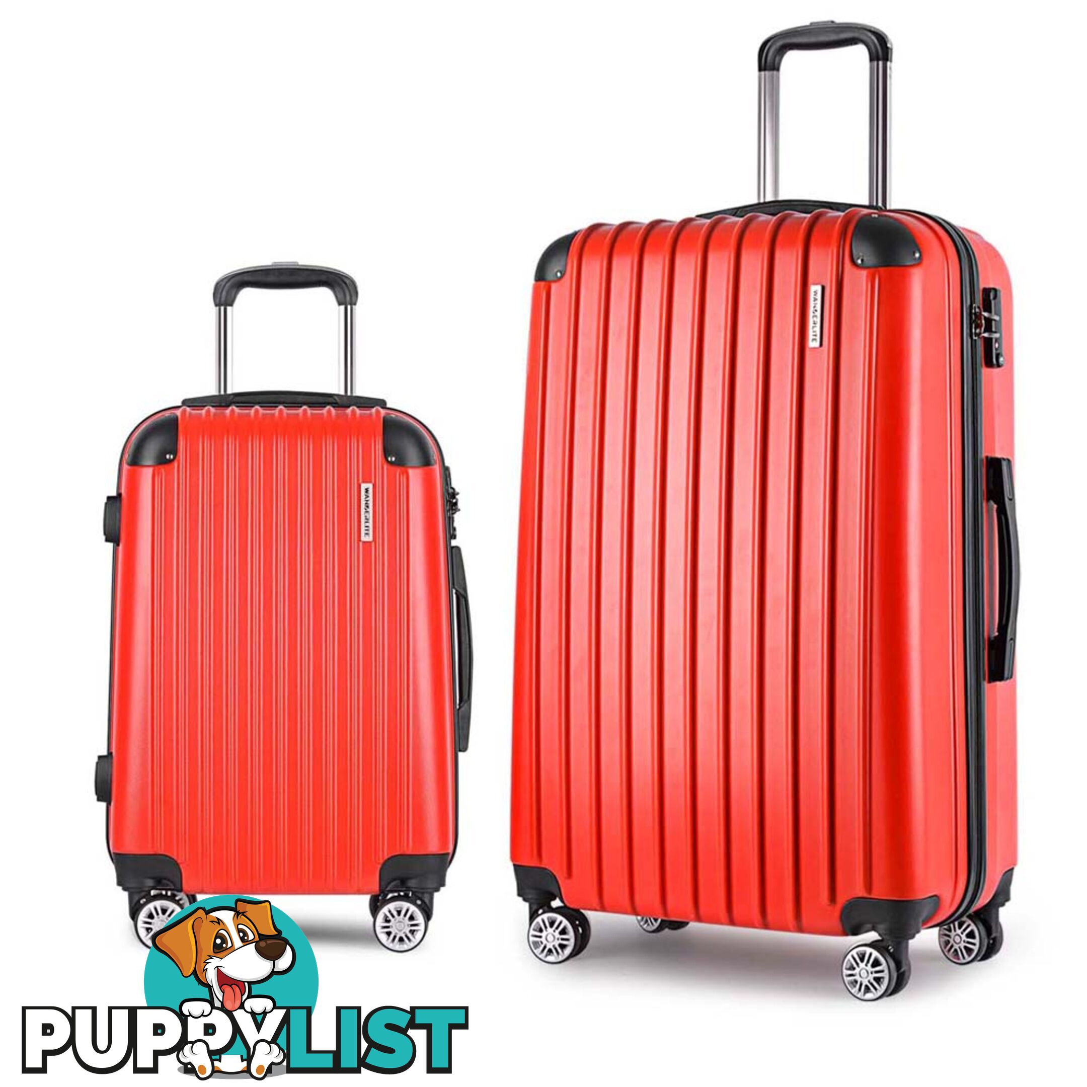 Set of 2 Hard Shell Travel Luggage with TSA Lock - Red