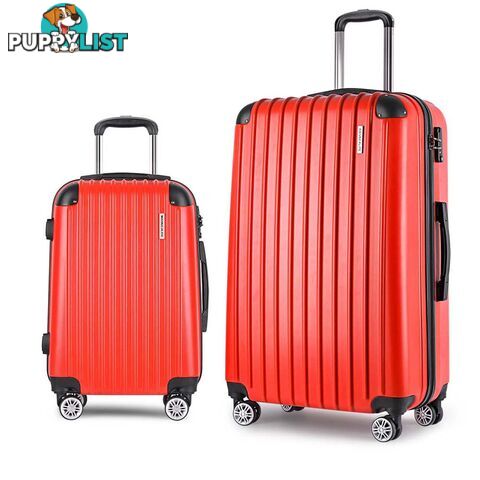 Set of 2 Hard Shell Travel Luggage with TSA Lock - Red