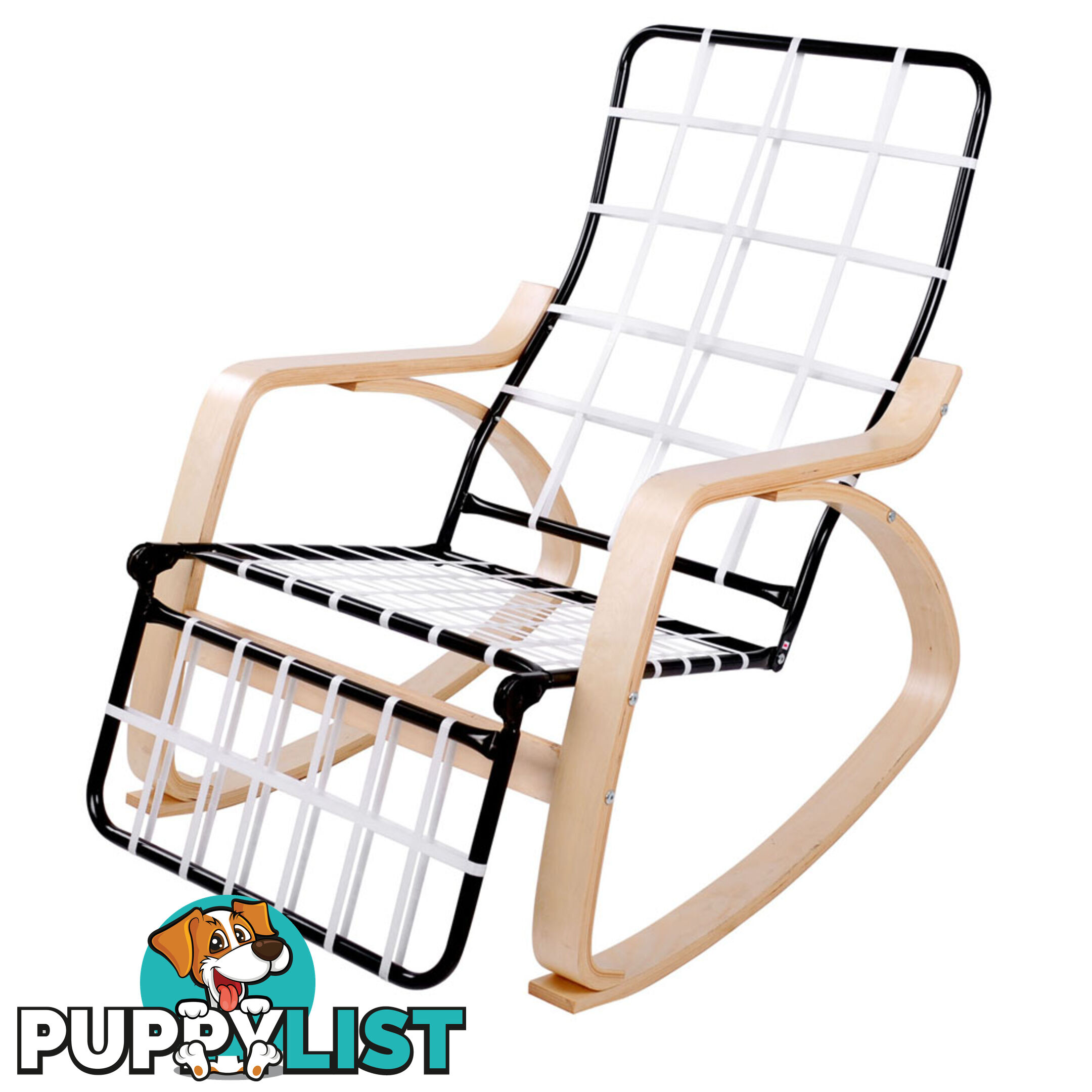 Birch Plywood Adjustable Rocking Lounge Arm Chair w/ Fabric Cushion Black