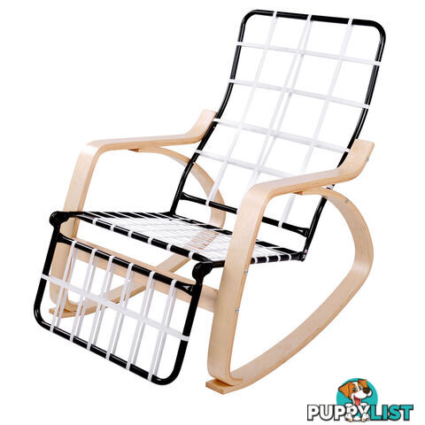 Birch Plywood Adjustable Rocking Lounge Arm Chair w/ Fabric Cushion Black