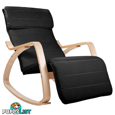 Birch Plywood Adjustable Rocking Lounge Arm Chair w/ Fabric Cushion Black