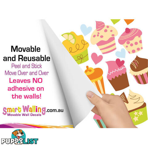 Large Size Cute Cupcakes Wall Stickers - Totally Movable and Reusable