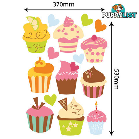 Large Size Cute Cupcakes Wall Stickers - Totally Movable and Reusable