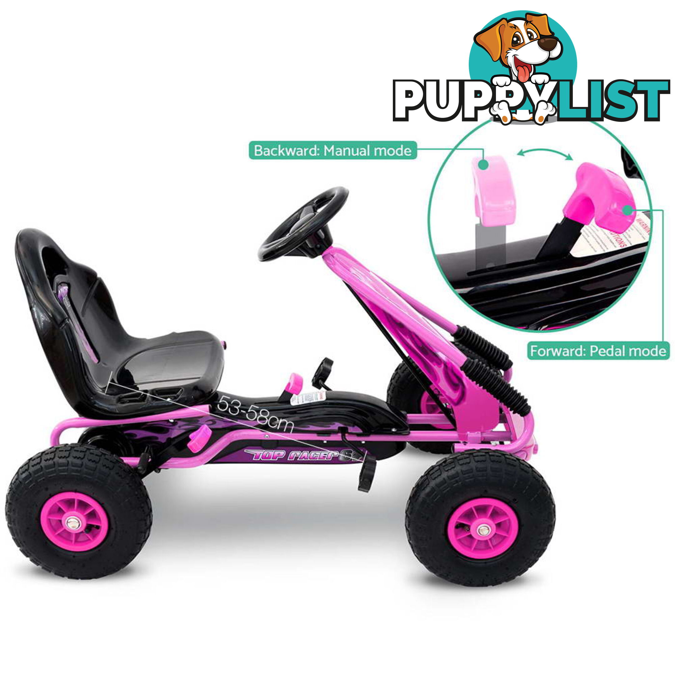 Kids Pedal Go Kart - Pink