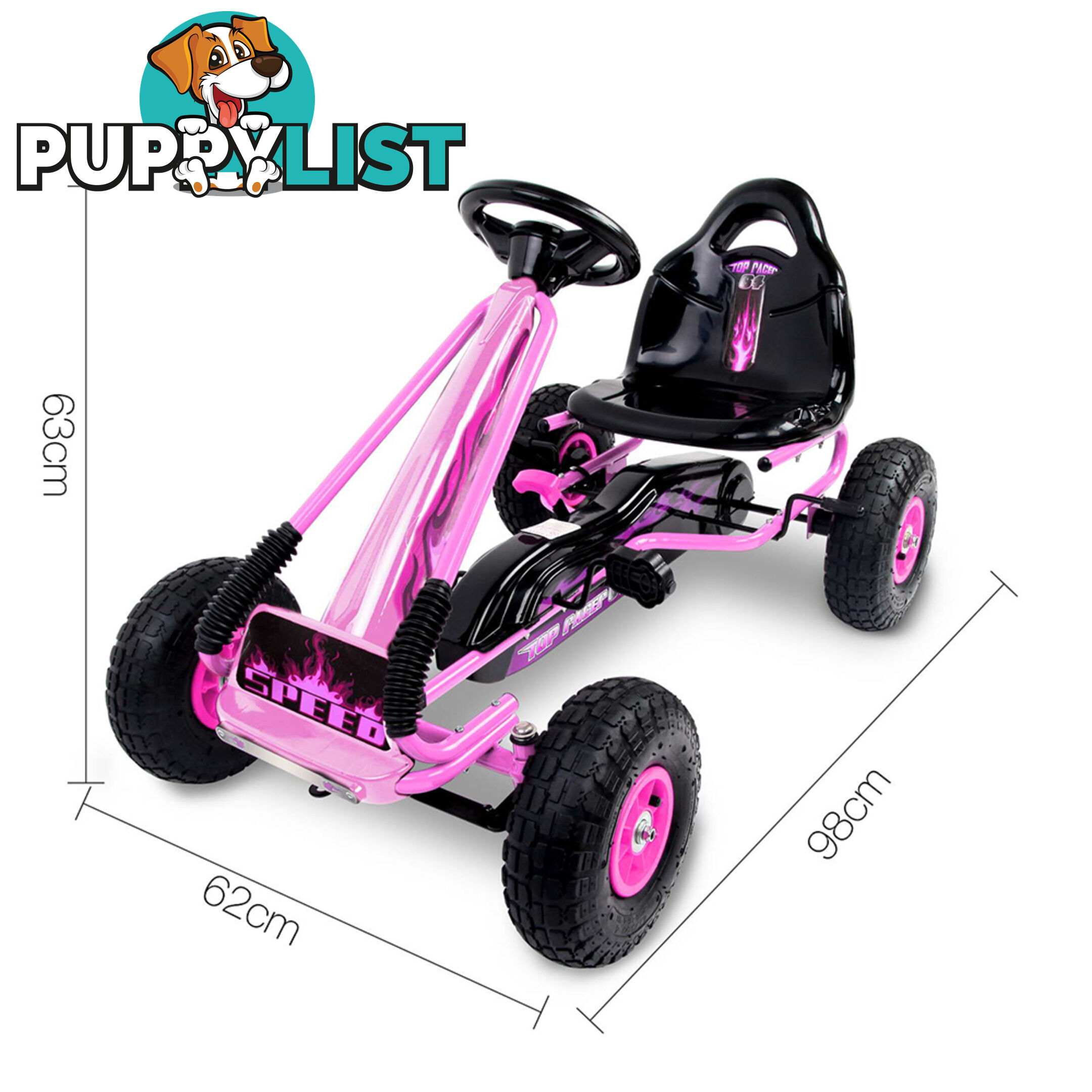 Kids Pedal Go Kart - Pink