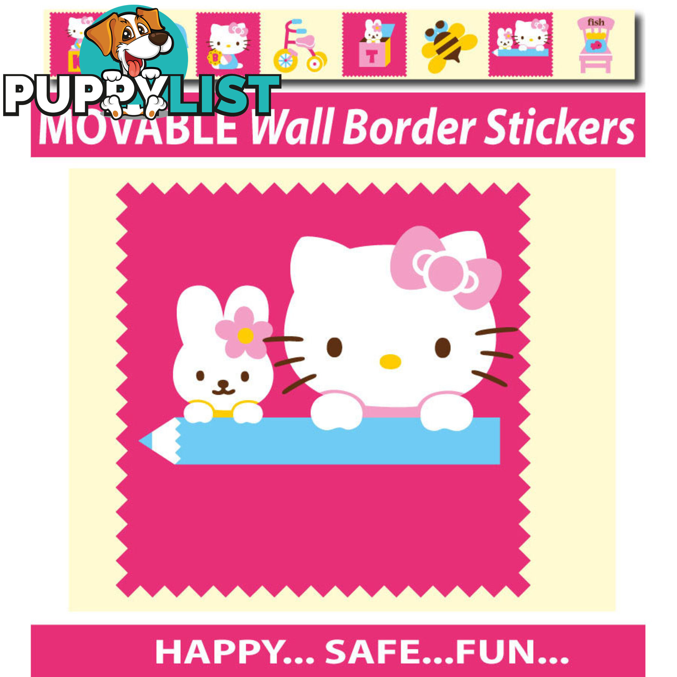 Hello Kitty Wall Border Stickers - Totally Movable