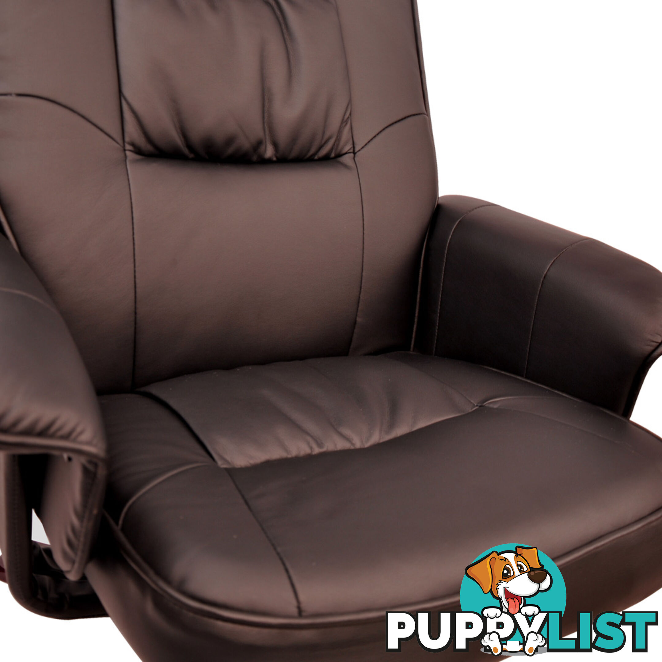 PU Leather Lounge Office Recliner Chair Ottoman Chocolate