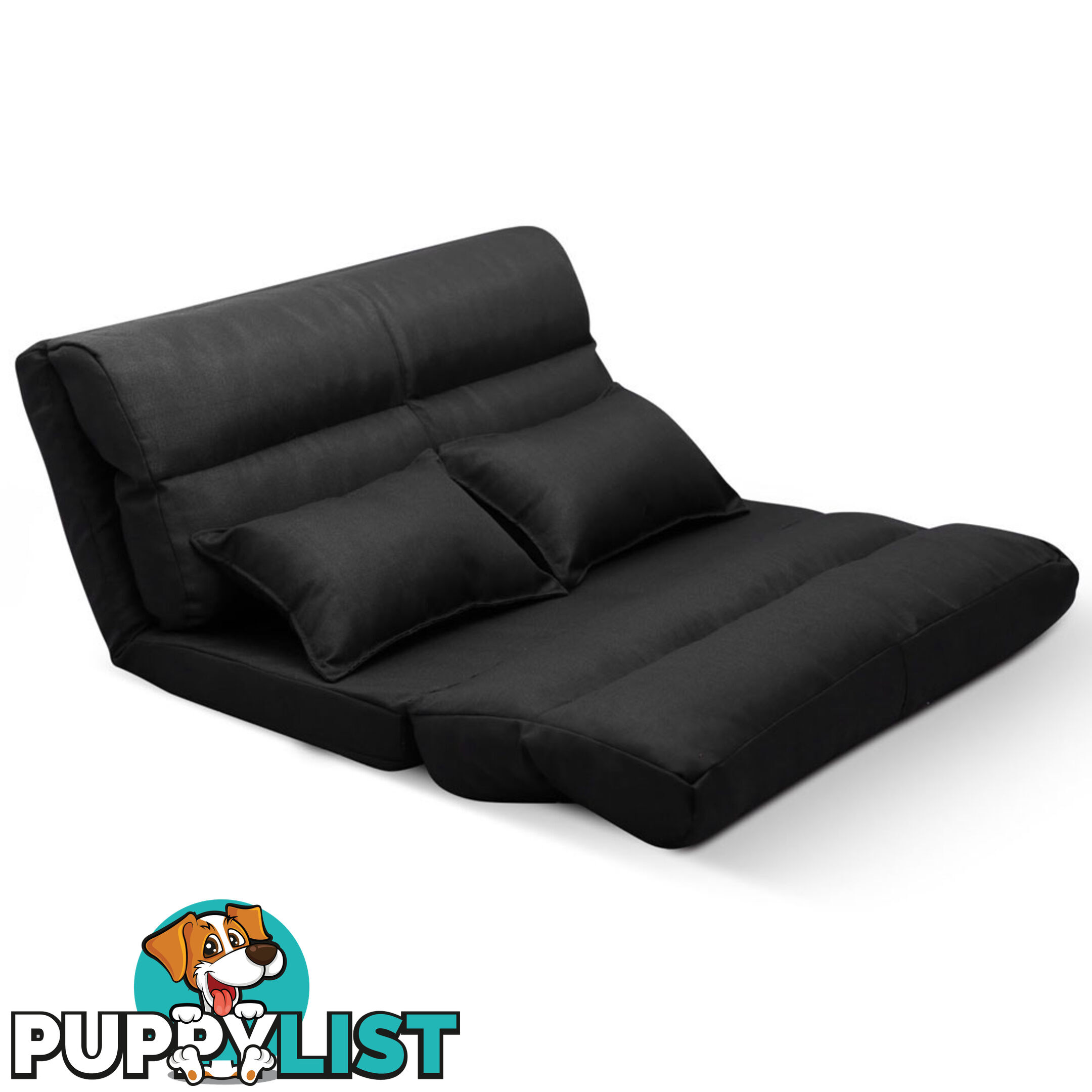 Double Size Adjustable Lounge Sofa - 5 positions Black