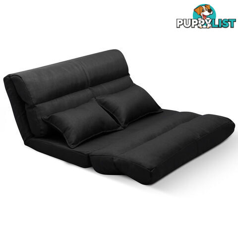 Double Size Adjustable Lounge Sofa - 5 positions Black