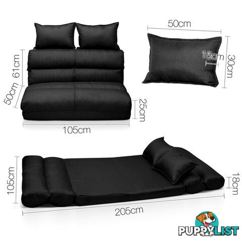 Double Size Adjustable Lounge Sofa - 5 positions Black