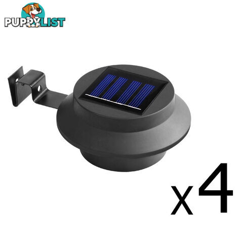 Set of 4 LED Solar Powered Fence Gutter Light Black