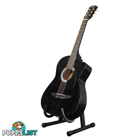 Acoustic Cutaway Guitar Black w/ Steel String Stand Strap