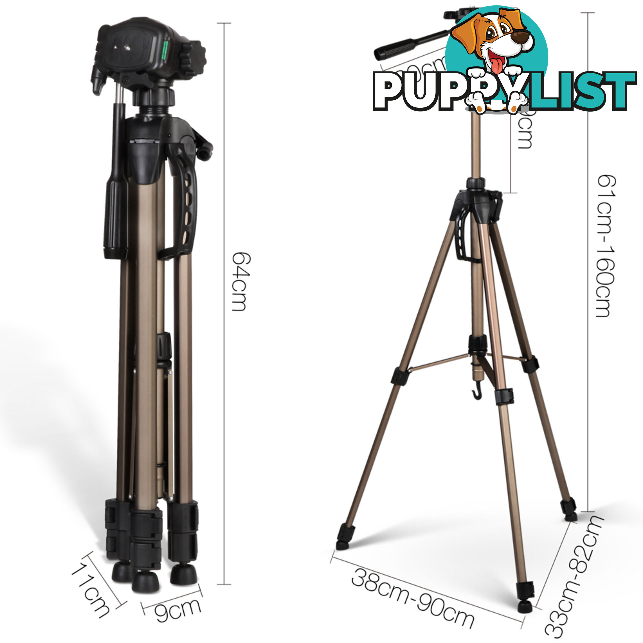 Dual Bubble Level Camera Tripod 160cm