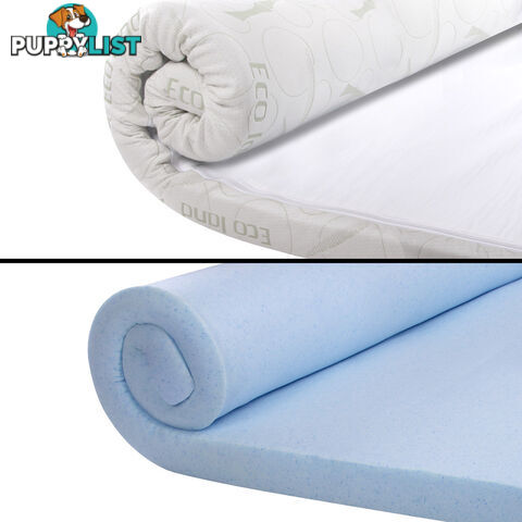 Cool Gel Memory Foam Mattress Topper w/ Bamboo Fabric Cover 8cm Single