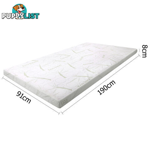 Cool Gel Memory Foam Mattress Topper w/ Bamboo Fabric Cover 8cm Single