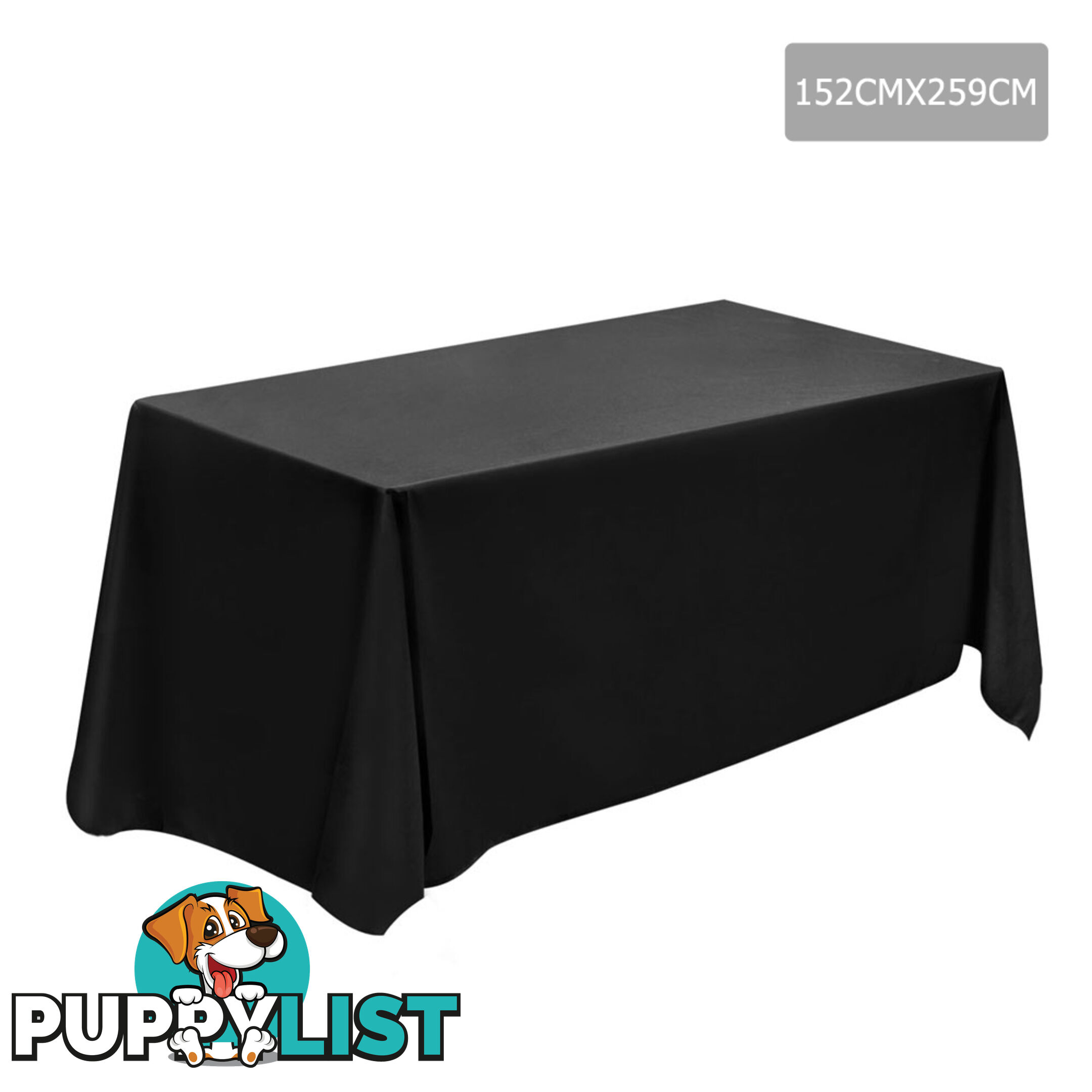 6 Pcs Wedding Table Cloth Rectangle 259cm Black