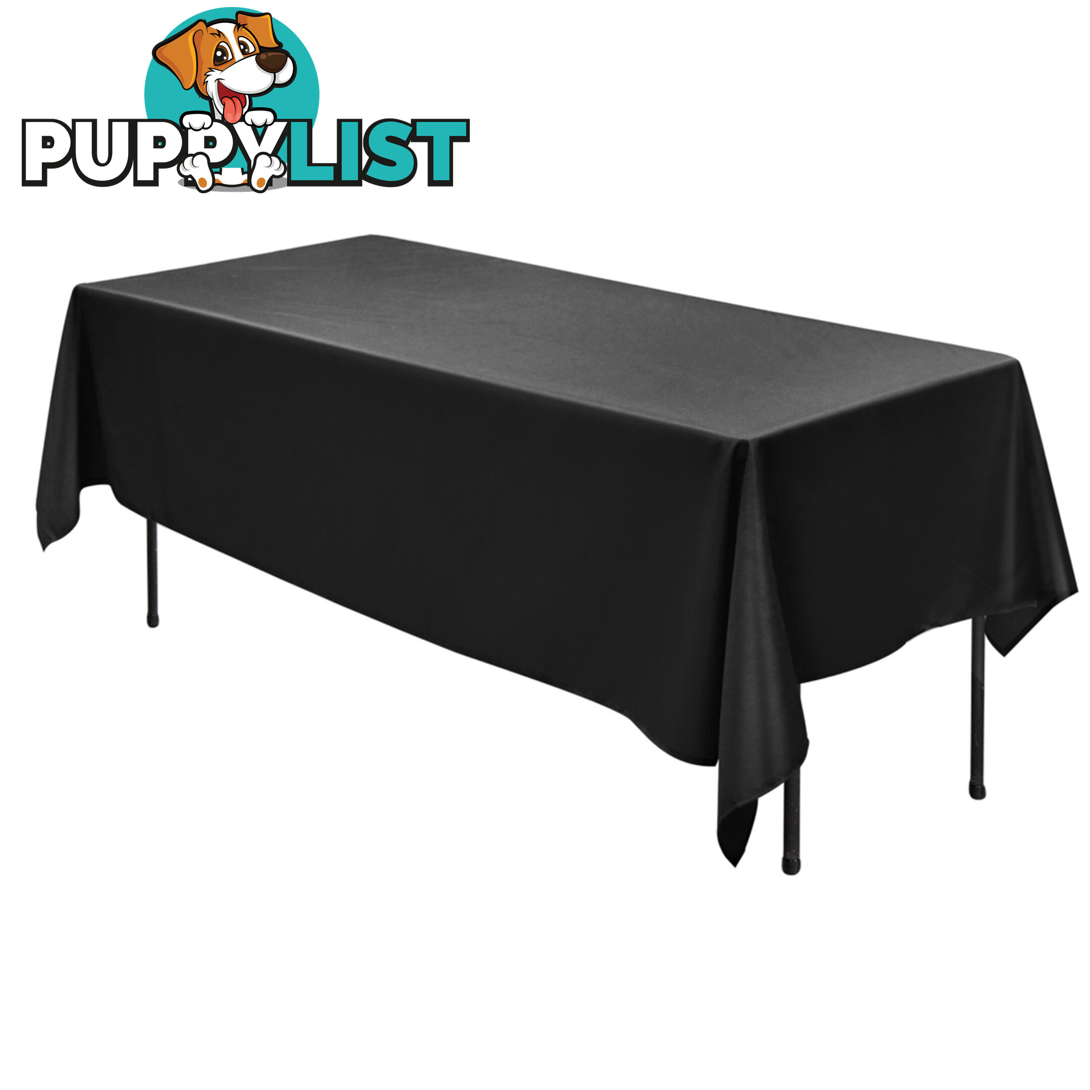 6 Pcs Wedding Table Cloth Rectangle 259cm Black