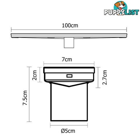 Tile Insert Stainless Steel Shower Grate Drain Floor Bathroom 1000mm