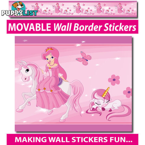 Princess and Unicorns Wall Border Stickers - Totally Movable