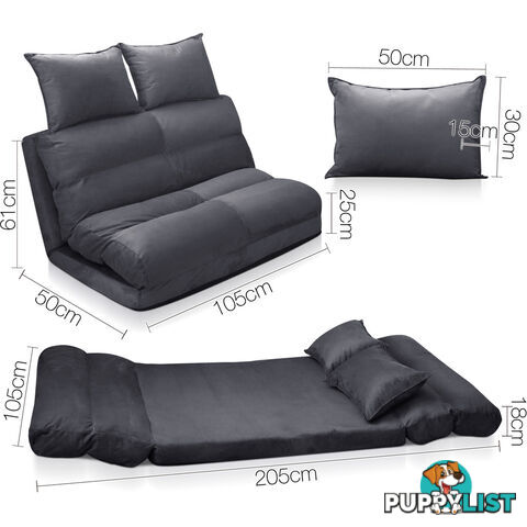 Double Size Adjustable Lounge Sofa - 5 positions Charcoal