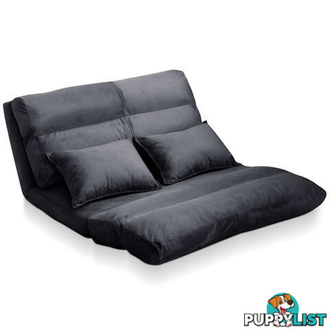 Double Size Adjustable Lounge Sofa - 5 positions Charcoal