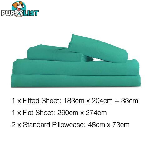 4 Piece Microfibre Sheet Set King _ÑÐ Aqua