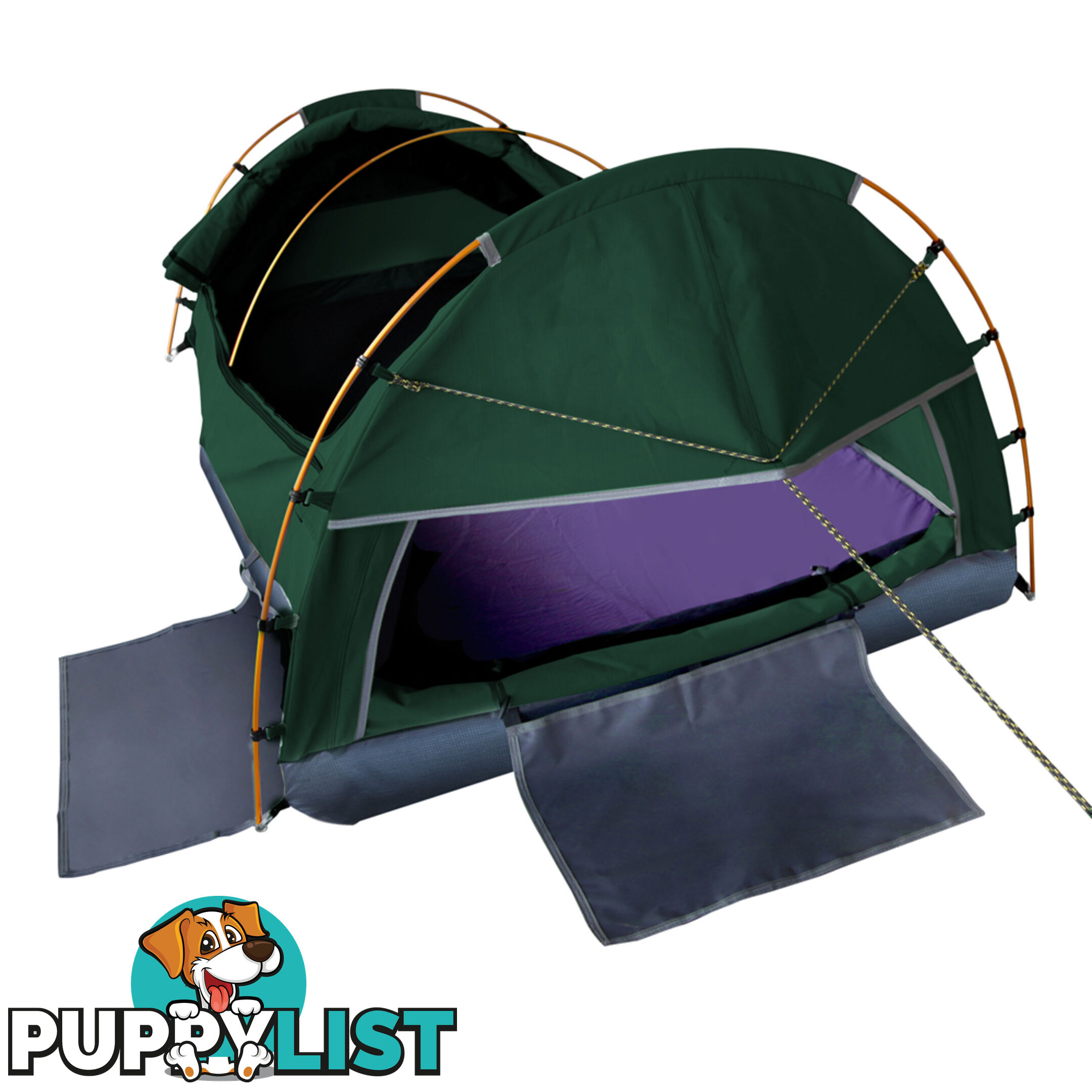 Double Camping Canvas Swag Tent Green w/ Air Pillow