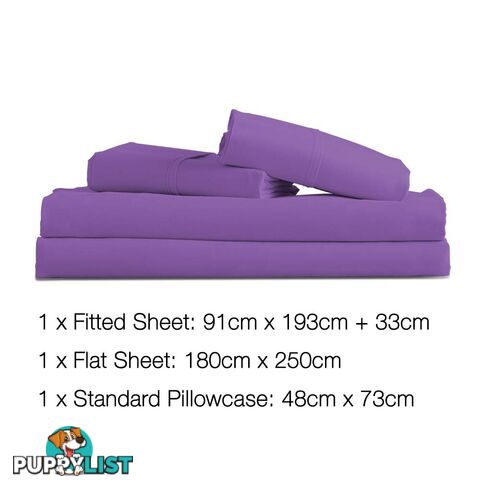 3 Piece Microfibre Sheet Set Single _ÑÐ Purple