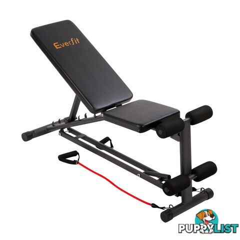 FID Flat Adjustable Bench 150Kg w/ Resistance Bands