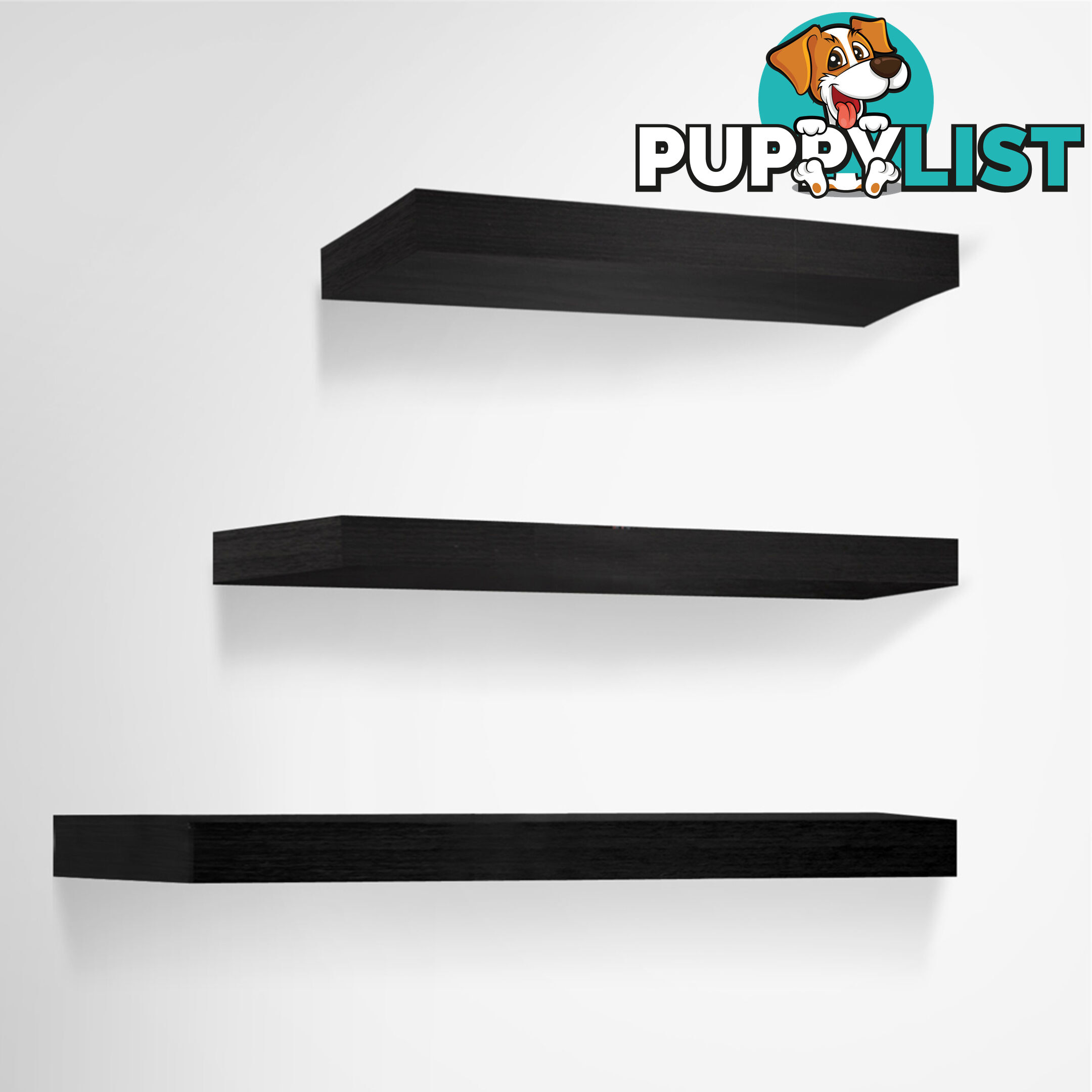 3 pcs Wall Floating Shelf Set Bookshelf Display Black