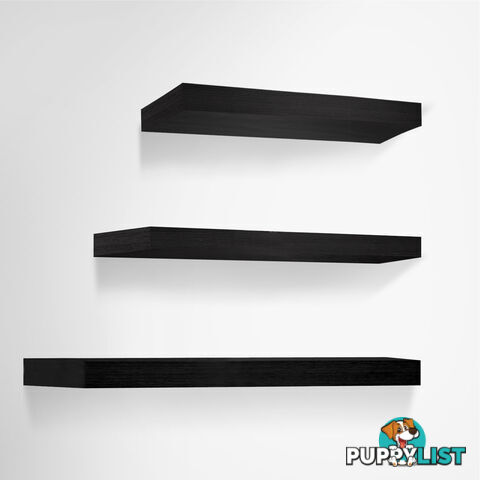 3 pcs Wall Floating Shelf Set Bookshelf Display Black