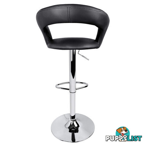 Set of 2 PU Leather Kitchen Bar Stool Black