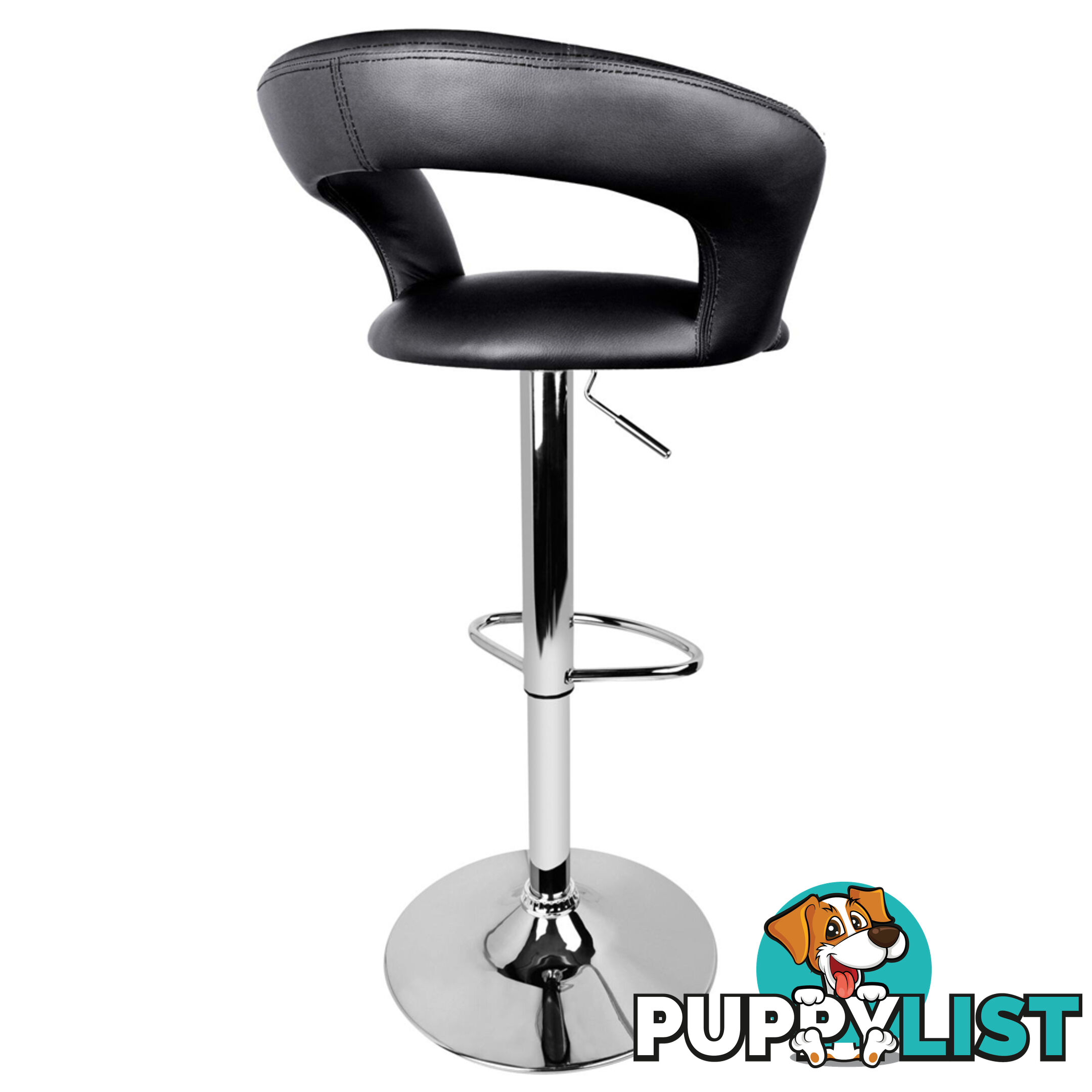 Set of 2 PU Leather Kitchen Bar Stool Black