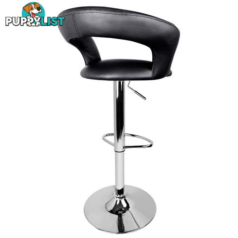 Set of 2 PU Leather Kitchen Bar Stool Black