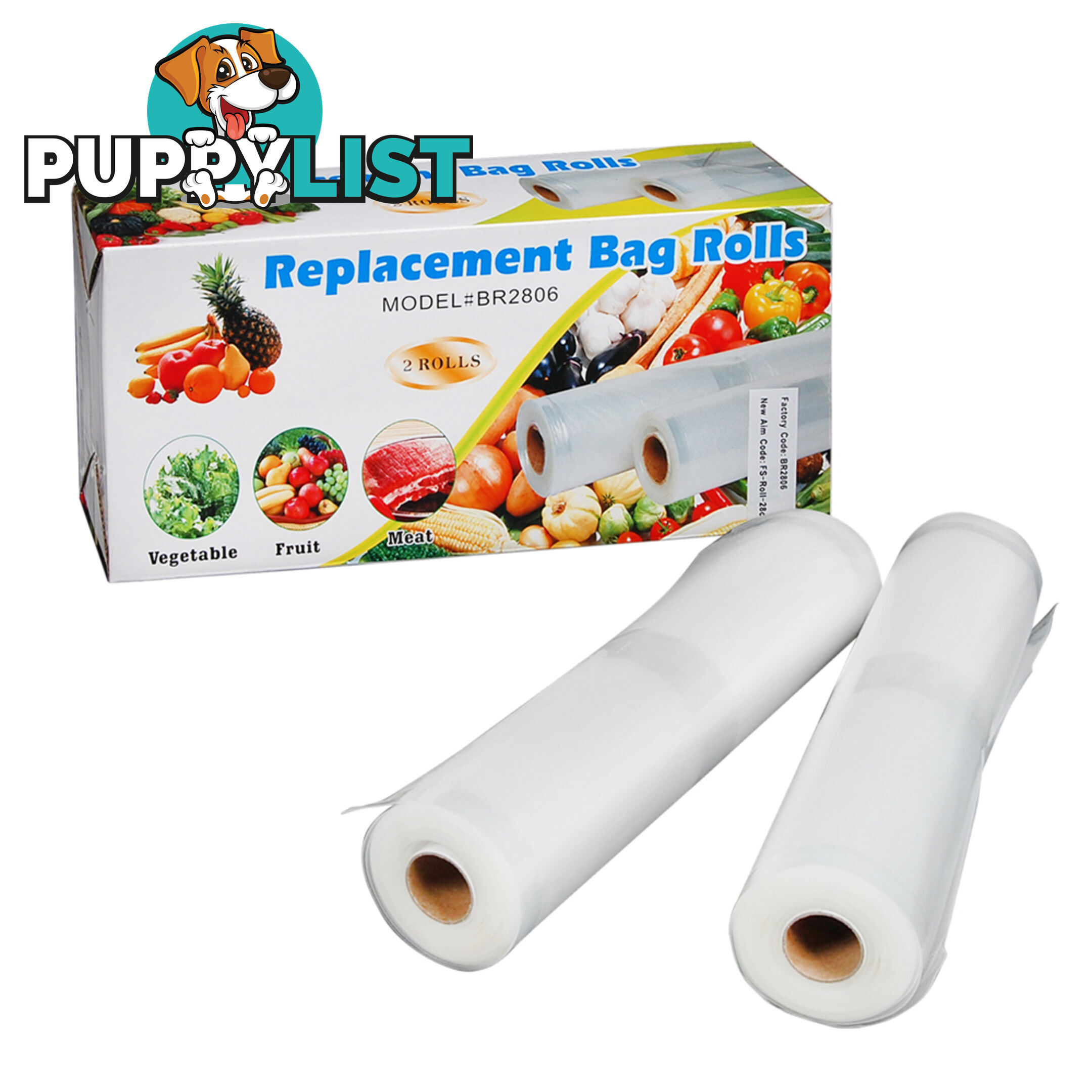 Set of 10 Vacuum Food Sealer Storage Rolls 6m x 22cm