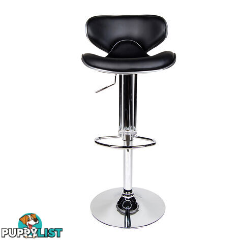 Set of 2 PU Leather Kitchen Bar Stool Black